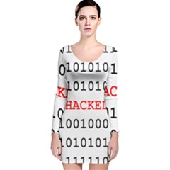 Binary Black Cyber Data Digits Long Sleeve Velvet Bodycon Dress by Nexatart