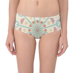 Blue Circle Ornaments Mid-Waist Bikini Bottoms