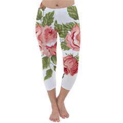 Flower Rose Pink Red Romantic Capri Winter Leggings  by Nexatart