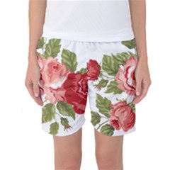 Flower Rose Pink Red Romantic Women s Basketball Shorts