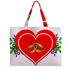 Heart Flowers Ring Zipper Mini Tote Bag