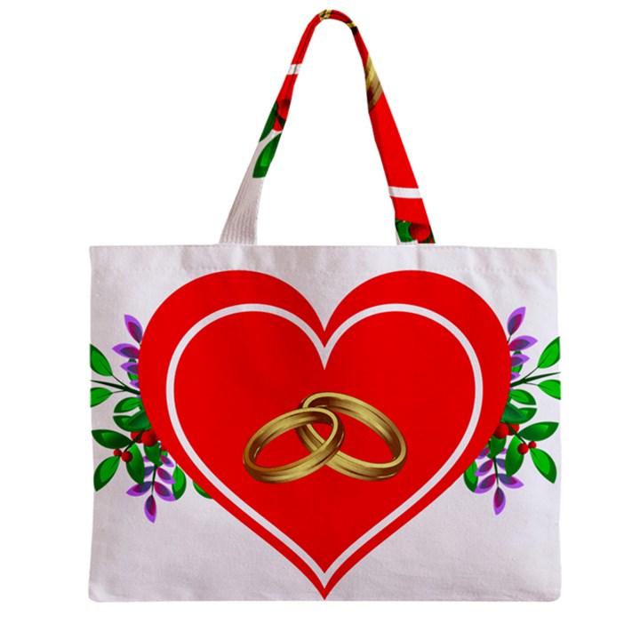 Heart Flowers Ring Zipper Mini Tote Bag