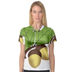 Acorn Hazelnuts Nature Forest Women s V-neck Sport Mesh Tee