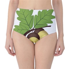 Acorn Hazelnuts Nature Forest High-waist Bikini Bottoms by Nexatart