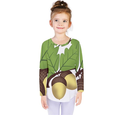 Acorn Hazelnuts Nature Forest Kids  Long Sleeve Tee by Nexatart