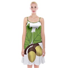 Acorn Hazelnuts Nature Forest Spaghetti Strap Velvet Dress by Nexatart