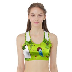 Bluebird Bird Birdhouse Avian Sports Bra With Border