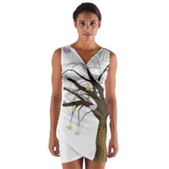 Tree Fantasy Magic Hearts Flowers Wrap Front Bodycon Dress by Nexatart