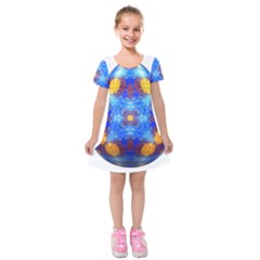 Easter Eggs Egg Blue Yellow Kids  Short Sleeve Velvet Dress