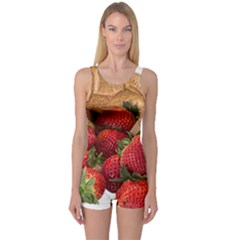 Strawberries Fruit Food Delicious One Piece Boyleg Swimsuit by Nexatart