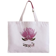 Namaste - Lotus Zipper Mini Tote Bag by Valentinaart