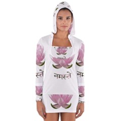 Namaste - Lotus Women s Long Sleeve Hooded T-shirt by Valentinaart