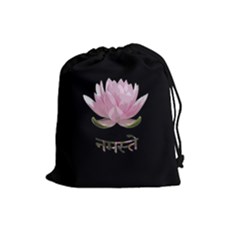 Namaste - Lotus Drawstring Pouches (large)  by Valentinaart