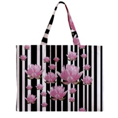 Namaste - Lotus Zipper Mini Tote Bag by Valentinaart