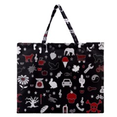 Rebus Zipper Large Tote Bag by Valentinaart