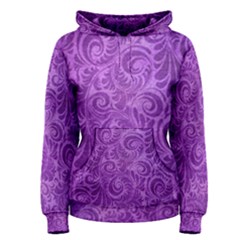 Purple Romantic Flower Pattern Denim Women s Pullover Hoodie by Ivana