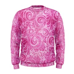 Pink Romantic Flower Pattern Denim Men s Sweatshirt