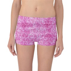 Pink Romantic Flower Pattern Denim Reversible Bikini Bottoms by Ivana