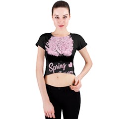 Spring Blossom  Crew Neck Crop Top by Valentinaart