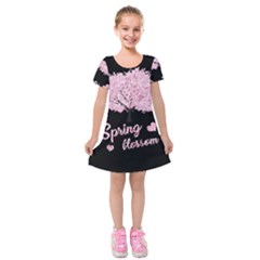 Spring Blossom  Kids  Short Sleeve Velvet Dress by Valentinaart