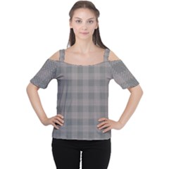 Plaid pattern Women s Cutout Shoulder Tee