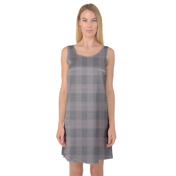 Plaid pattern Sleeveless Satin Nightdress