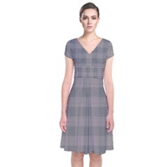 Plaid pattern Short Sleeve Front Wrap Dress