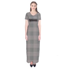 Plaid pattern Short Sleeve Maxi Dress