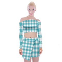 Plaid Pattern Off Shoulder Top With Skirt Set by ValentinaDesign