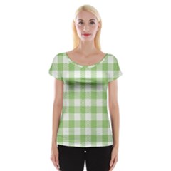 Plaid pattern Women s Cap Sleeve Top