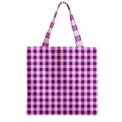 Plaid Pattern Zipper Grocery Tote Bag by ValentinaDesign