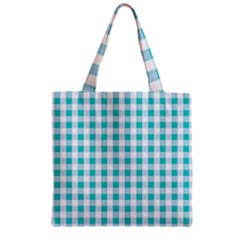 Plaid Pattern Zipper Grocery Tote Bag by ValentinaDesign