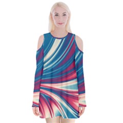 Colors Velvet Long Sleeve Shoulder Cutout Dress by ValentinaDesign