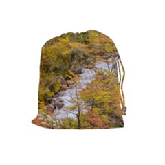 Colored Forest Landscape Scene, Patagonia   Argentina Drawstring Pouches (large)  by dflcprints