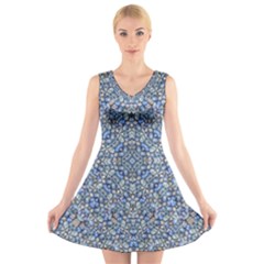 Geometric Luxury Ornate V-neck Sleeveless Skater Dress by dflcprintsclothing