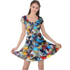 Multicolor Abstract Painting Cap Sleeve Dresses by GabriellaDavid