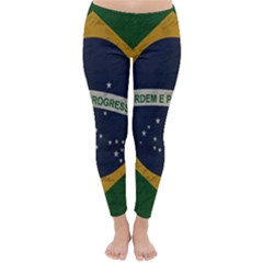 Vintage Flag - Brasil Classic Winter Leggings by ValentinaDesign