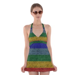 Vintage Flag - Pride Halter Swimsuit Dress by ValentinaDesign