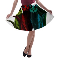 Cats A-line Skater Skirt by Valentinaart