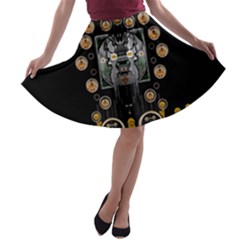 Foxy Panda Lady With Bat And Hat In The Forest A-line Skater Skirt