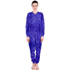 Vibrant Blue Romantic Flower Pattern Onepiece Jumpsuit (ladies)  by Ivana