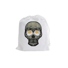 Skull With Fried Egg Eyes Drawstring Pouches (medium)  by dflcprints