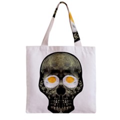 Skull With Fried Egg Eyes Zipper Grocery Tote Bag by dflcprints