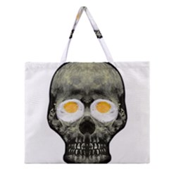 Skull With Fried Egg Eyes Zipper Large Tote Bag by dflcprints