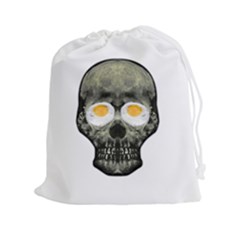 Skull With Fried Egg Eyes Drawstring Pouches (xxl) by dflcprints