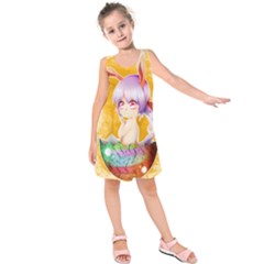 Easter Bunny Furry Kids  Sleeveless Dress