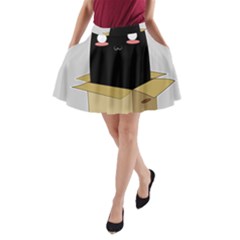 Black Cat In A Box A-line Pocket Skirt by Catifornia