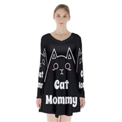 Love My Cat Mommy Long Sleeve Velvet V-neck Dress by Catifornia