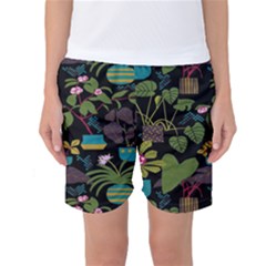 Wreaths Flower Floral Leaf Rose Sunflower Green Yellow Black Women s Basketball Shorts by Mariart
