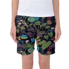 Wreaths Flower Floral Leaf Rose Sunflower Green Yellow Black Women s Basketball Shorts